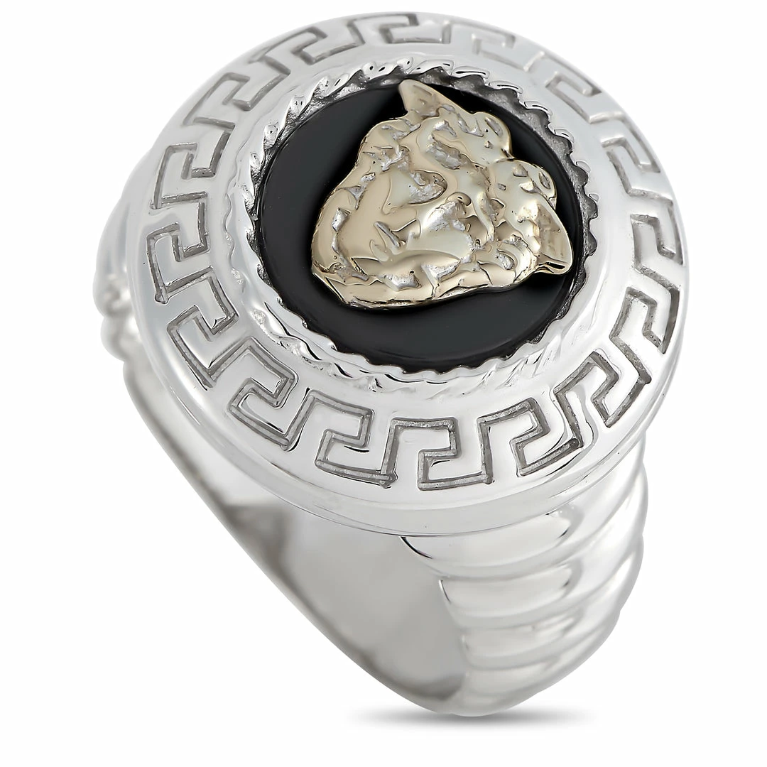 Best Sale π Versace 18K White Gold Onyx Ring π 3 Best Sale π Versace 18K White Gold Onyx Ring π