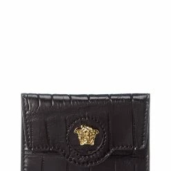Flash Sale 🔔 Versace La Medusa Croc-Embossed Leather Card Holder ⭐