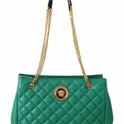 Flash Sale 😀 Versace Quilted Nappa Leather Medusa Tote 👩 Women's 👜 Handbag 🔥