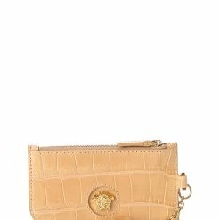 Best Sale 😀 Versace La Medusa Croc-Embossed Leather Card Holder 🥰