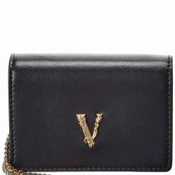 Cheap 🔥 Versace Virtus Leather Wallet On Chain ⭐