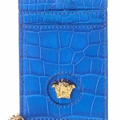 Best deal 😍 Versace La Medusa Croc-Embossed Leather Card Holder On Chain ✨