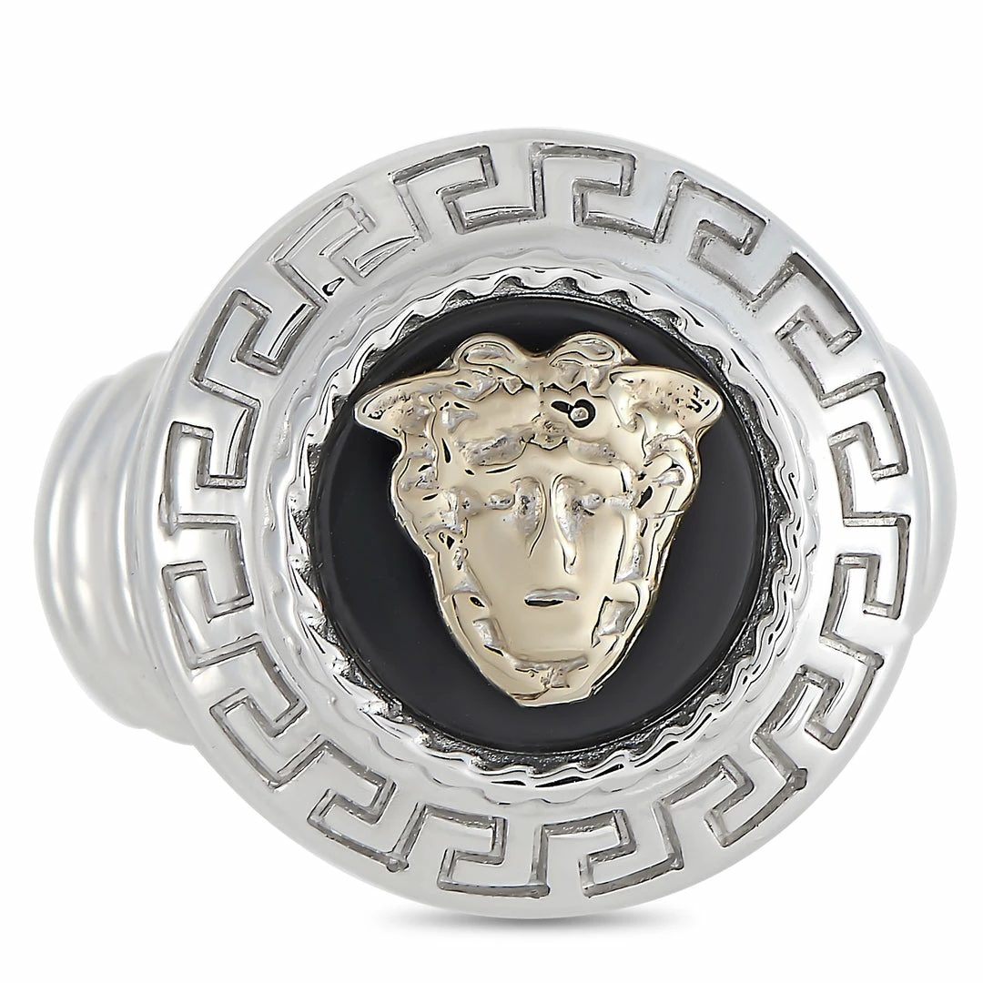 Best Sale π Versace 18K White Gold Onyx Ring π 6 Best Sale π Versace 18K White Gold Onyx Ring π - Image 4