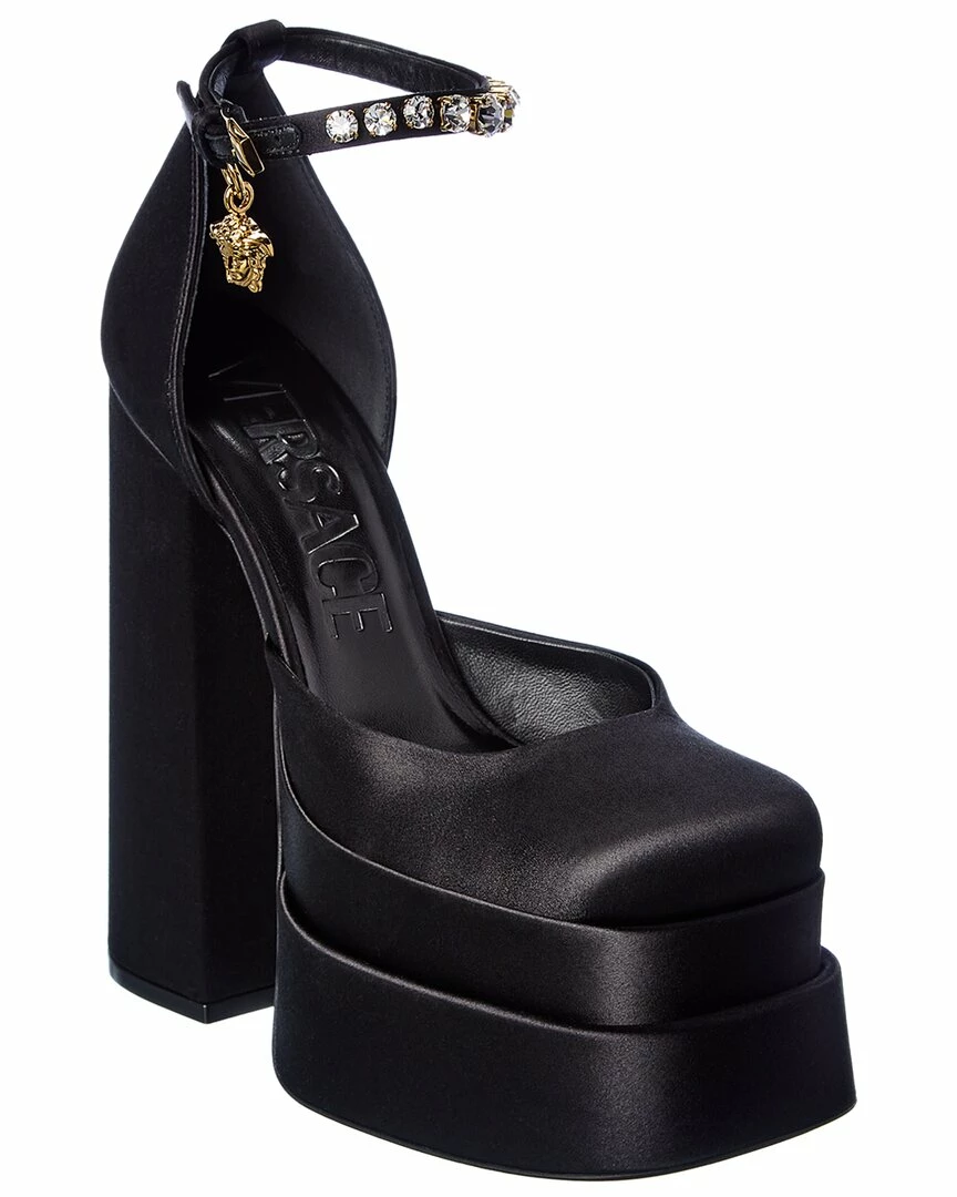 Promo ❤️ Versace Medusa Satin Platform Pump ⌛ 3 Promo ❤️ Versace Medusa Satin Platform Pump ⌛