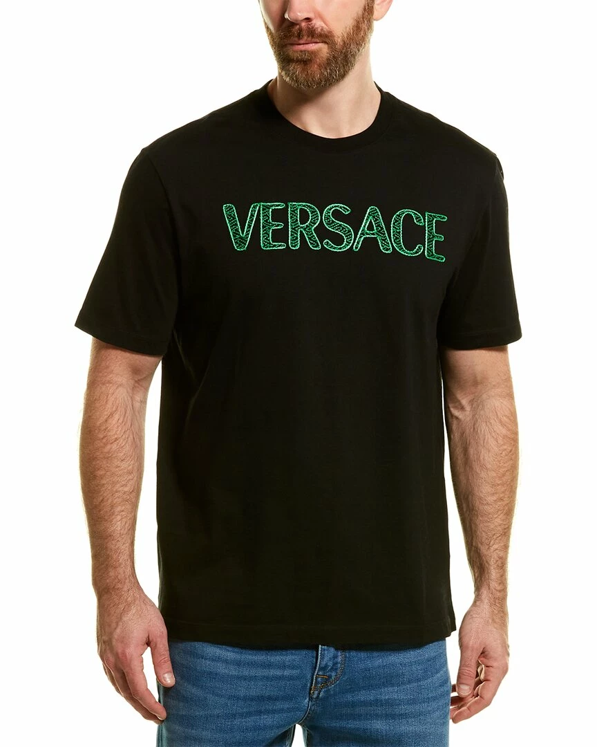 Hot Sale 🔔 Versace Mitchell Fit Embroidered T-Shirt 🛒 3 Hot Sale 🔔 Versace Mitchell Fit Embroidered T-Shirt 🛒