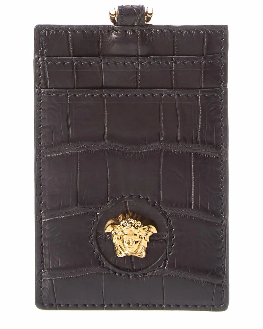Discount ๐งจ Versace La Medusa Croc-Embossed Leather Card Holder On Chain ๐คฉ 3 Discount ๐งจ Versace La Medusa Croc-Embossed Leather Card Holder On Chain ๐คฉ
