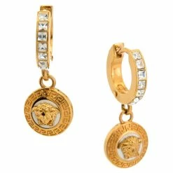 Hot Sale ⌛ Versace Medusa Embellished Hoop Earrings 😉