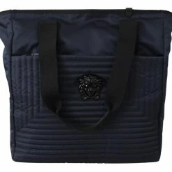 Buy 🥰 Versace Blue Nylon Tote Men's Bag 🔥