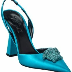Best reviews of 🎉 Versace La Medusa Satin Slingback Pump ⭐