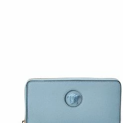 Outlet 🧨 Versace La Medusa Leather Zip Around Wallet 😀