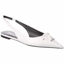 Budget ๐ฅฐ Versace La Medusa Leather Slingback Flat โ๏ธ