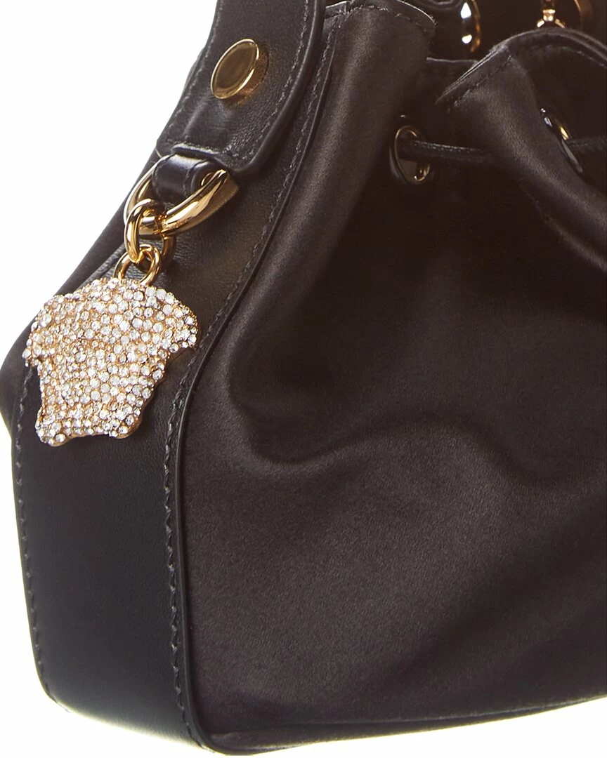 Budget 🎁 Versace La Medusa Charm Mini Satin & Leather Bucket Bag 👍 5 Budget 🎁 Versace La Medusa Charm Mini Satin & Leather Bucket Bag 👍 - Image 3
