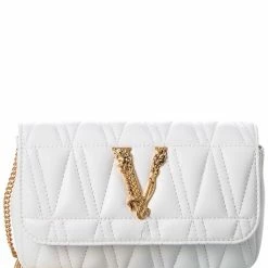Budget 🔔 Versace Virtus Quilted Leather Evening Bag 🛒